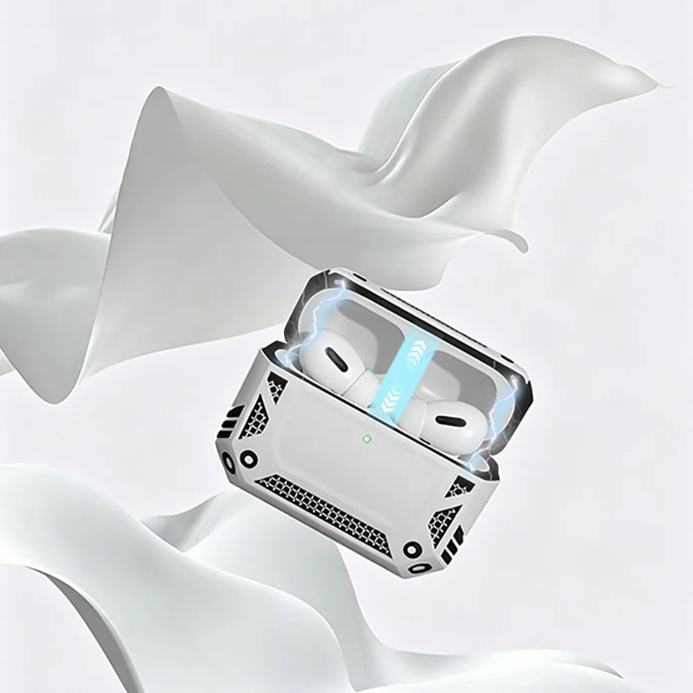For Apple AirPods Pro / AirPods Pro 2 Case Magnetic PC + TPU Shockproof Protection Earphone Cover with Keychain - Silver - 5