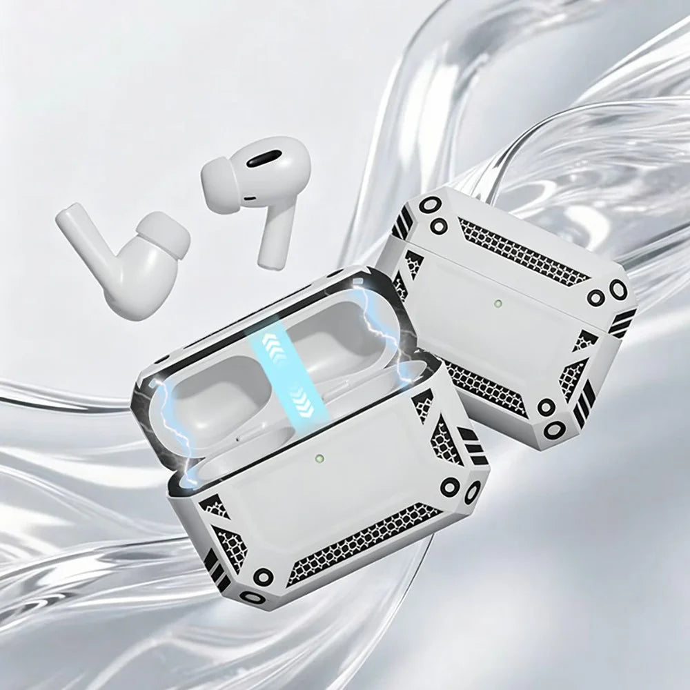 For Apple AirPods Pro / AirPods Pro 2 Case Magnetic PC + TPU Shockproof Protection Earphone Cover with Keychain - Silver - 6