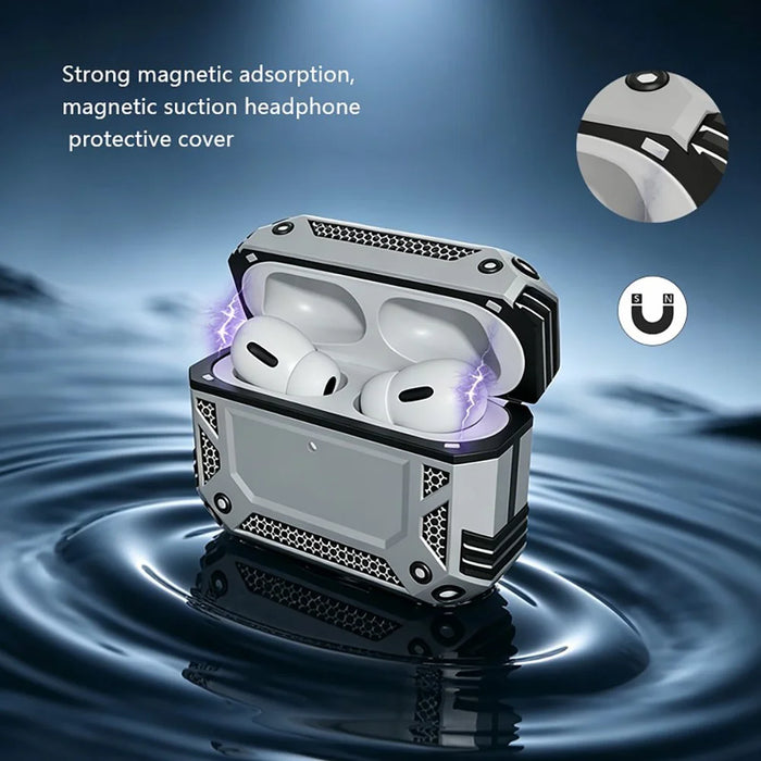 For AirPods Pro 3 Case Magnetic PC + TPU Shockproof Protection Earphone Cover with Keychain - Silver - 3