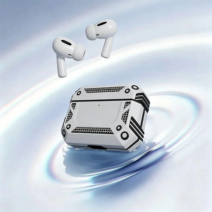 For AirPods Pro 3 Case Magnetic PC + TPU Shockproof Protection Earphone Cover with Keychain - Silver - 4