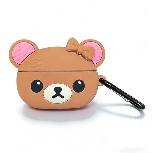 Silicone Case for AirPods Pro 3 Cute Bear Cartoon Design Protective Cover with Carabiner Clip - 1