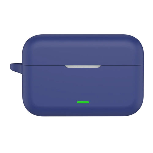 Silicone Case for Realme Buds T500 Pro Anti-Drop Anti-Fingerprint Shockproof Protective Cover with Carabiner - Dark Blue - 1