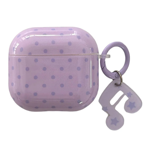 For AirPods 3 Polka Dot Case with Music Note Star Keychain Charm & Hook IMD+TPU Protective Cover - 1