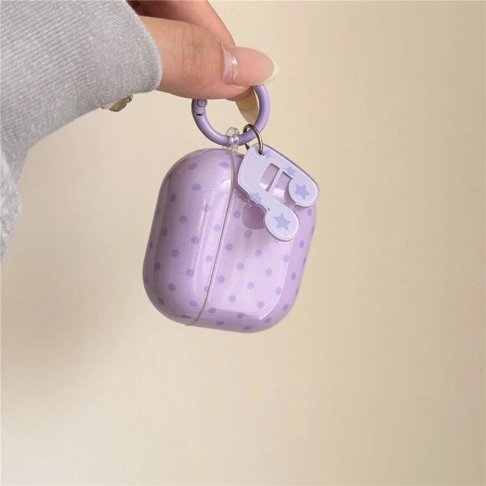 For AirPods 3 Polka Dot Case with Music Note Star Keychain Charm & Hook IMD+TPU Protective Cover - 6