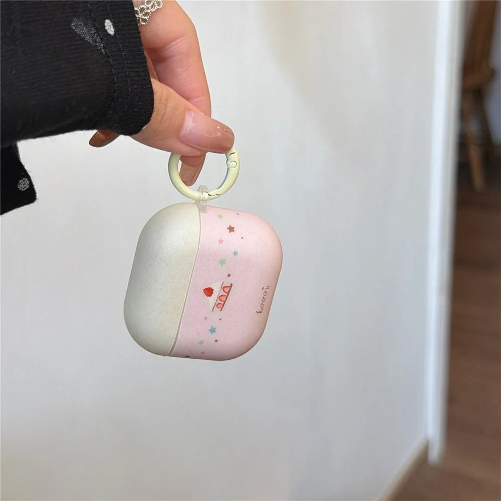TPU Case for AirPods 3 Cute Cake Design Protective Cover with Keychain Charm & Buckle Clip - 6