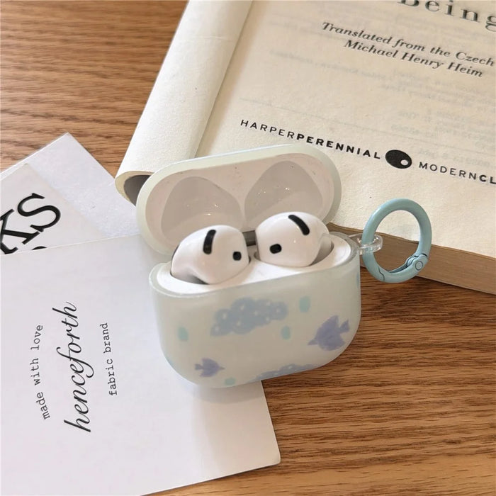 IMD+TPU Case for AirPods 3 Cloud Bird Pattern Earbuds Protective Cover with Carabiner Clip - 4