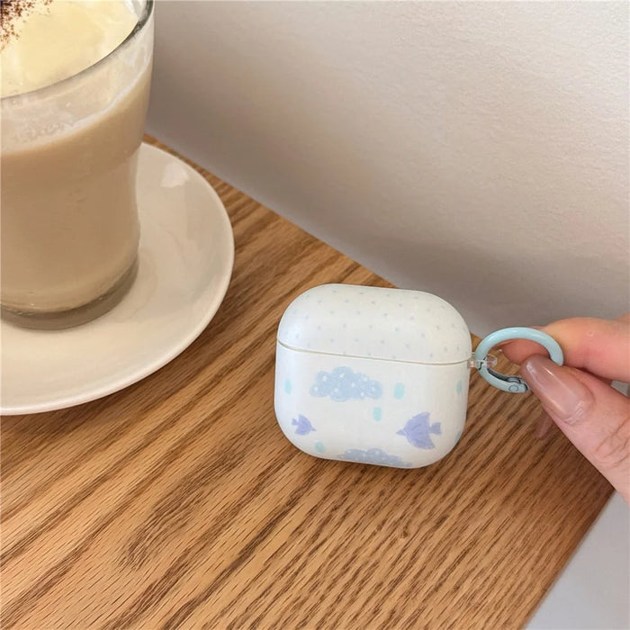 IMD+TPU Case for AirPods 3 Cloud Bird Pattern Earbuds Protective Cover with Carabiner Clip - 7