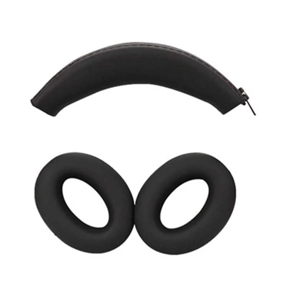 For Sony WH-1000XM3 / WH-1000XM4 Headphones Soft Silicone Earpad Cover with Zipper Design Head Beam Cover - Black - 1
