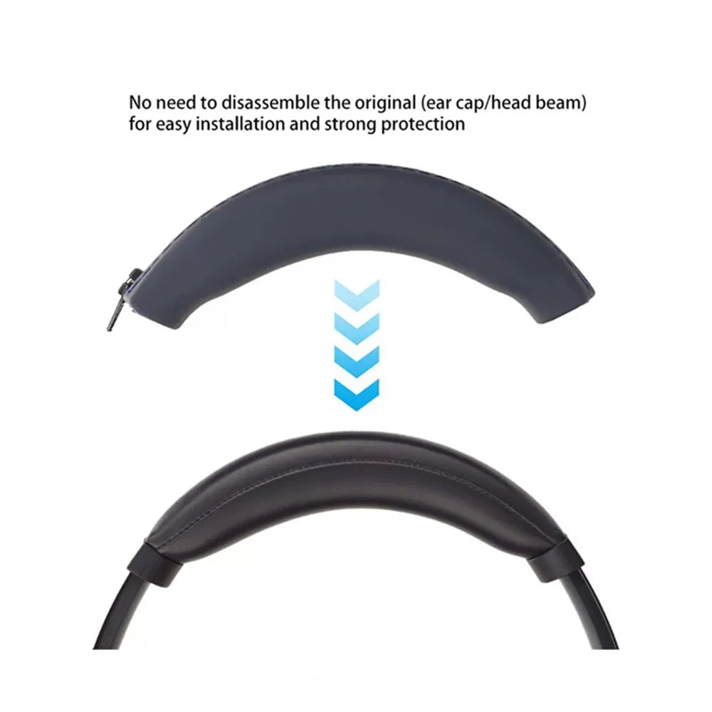 For Sony WH-1000XM3 / WH-1000XM4 Headphones Soft Silicone Earpad Cover with Zipper Design Head Beam Cover - Black - 2