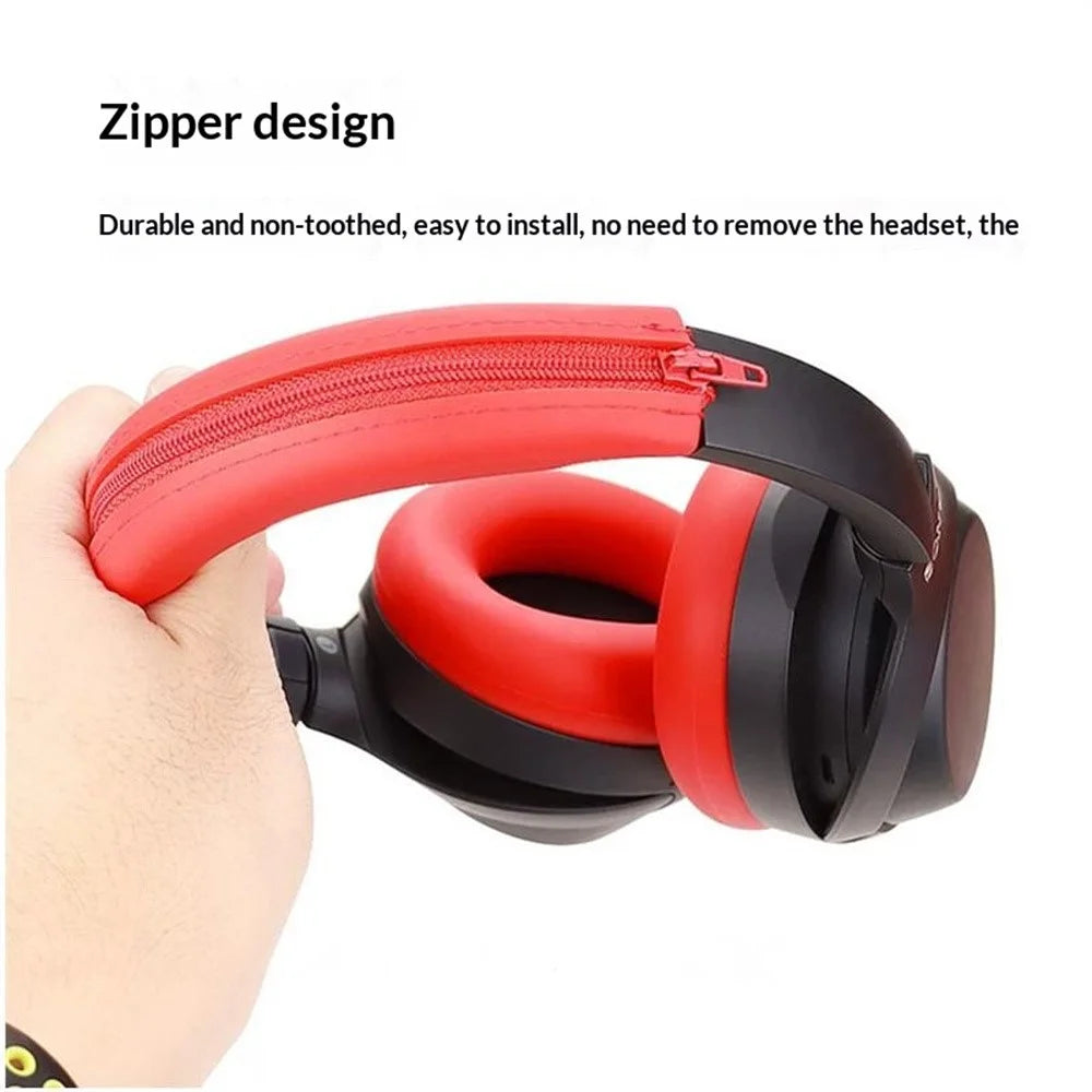 For Sony WH-1000XM3 / WH-1000XM4 Headphones Soft Silicone Earpad Cover with Zipper Design Head Beam Cover - Black - 6