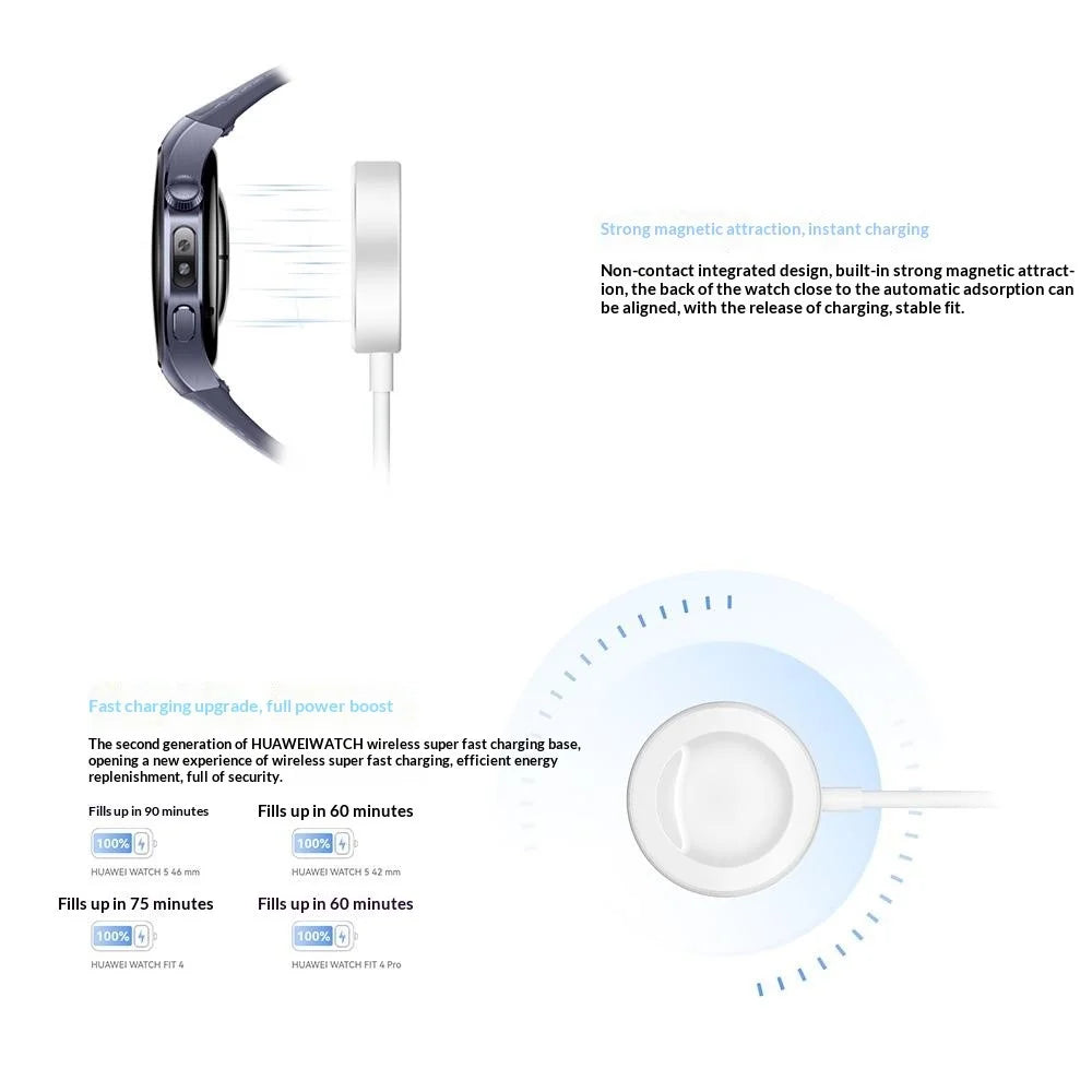 HUAWEI WATCH CW05 Wireless Super Fast Charging Dock (2nd Generation) for Huawei Watch 5  /  FIT 4  /  GT 6  /  Ultimate 2  /  GT Runner 2  /  Buds 2  /  GT 6 Pro  /  FIT 4 Pro USB-A Magnetic Charger (Chinese Version) - White - 3