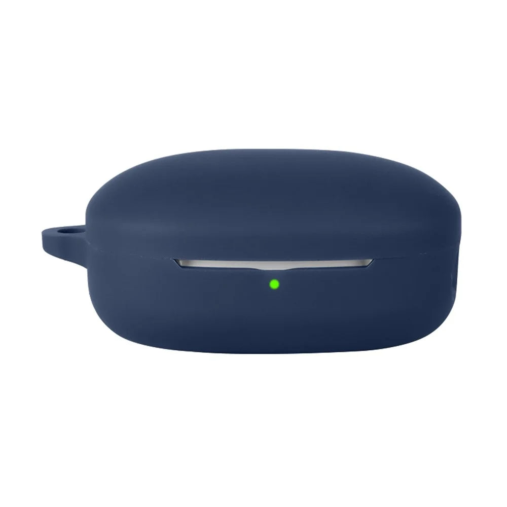 For QCY T13 Pro Silicone Case Wireless Earbuds Protective Cover with Anti-Lost Buckle - Dark Blue - 1