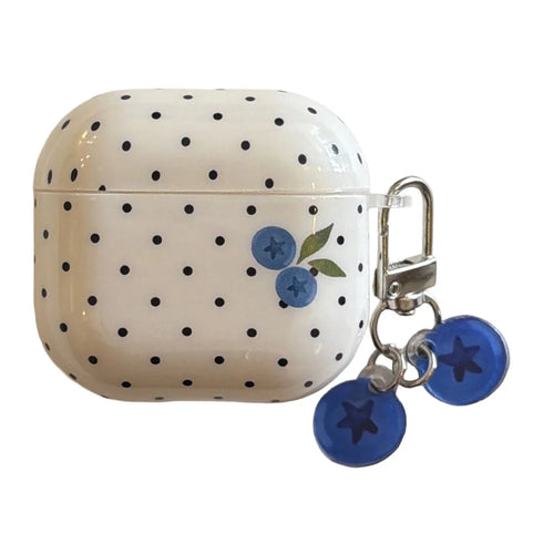 For AirPods 4 TPU Case Blueberry Dots Pattern Protective Cover with Pendant and Metal Buckle - 1