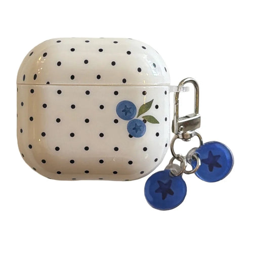 For AirPods 3 TPU Case Blueberry Dots Pattern Protective Cover with Pendant and Metal Buckle - 1