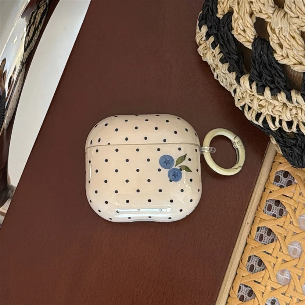 For AirPods 3 TPU Case Blueberry Dots Pattern Protective Cover with Pendant and Metal Buckle - 4