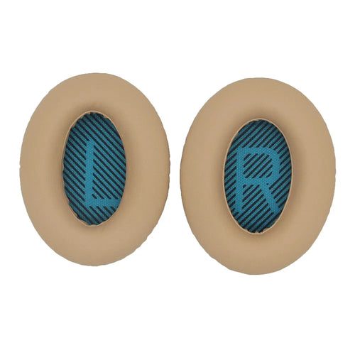 1 Pair JZF-367 Replacement Protein Leather Headphones Ear Pads Ear Cushion for Bose QC2 QC15 AE2 QC25 - Beige/Blue - 1