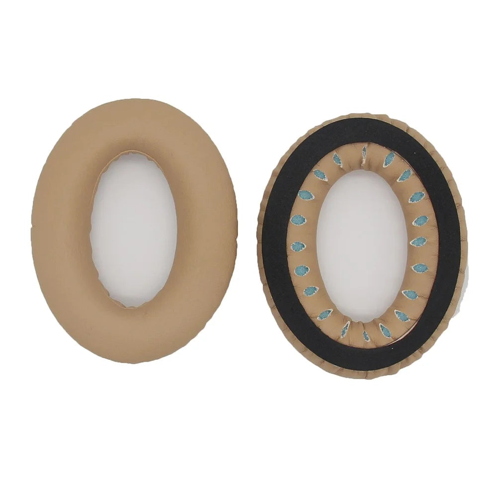 1 Pair JZF-367 Replacement Protein Leather Headphones Ear Pads Ear Cushion for Bose QC2 QC15 AE2 QC25 - Beige/Blue - 2