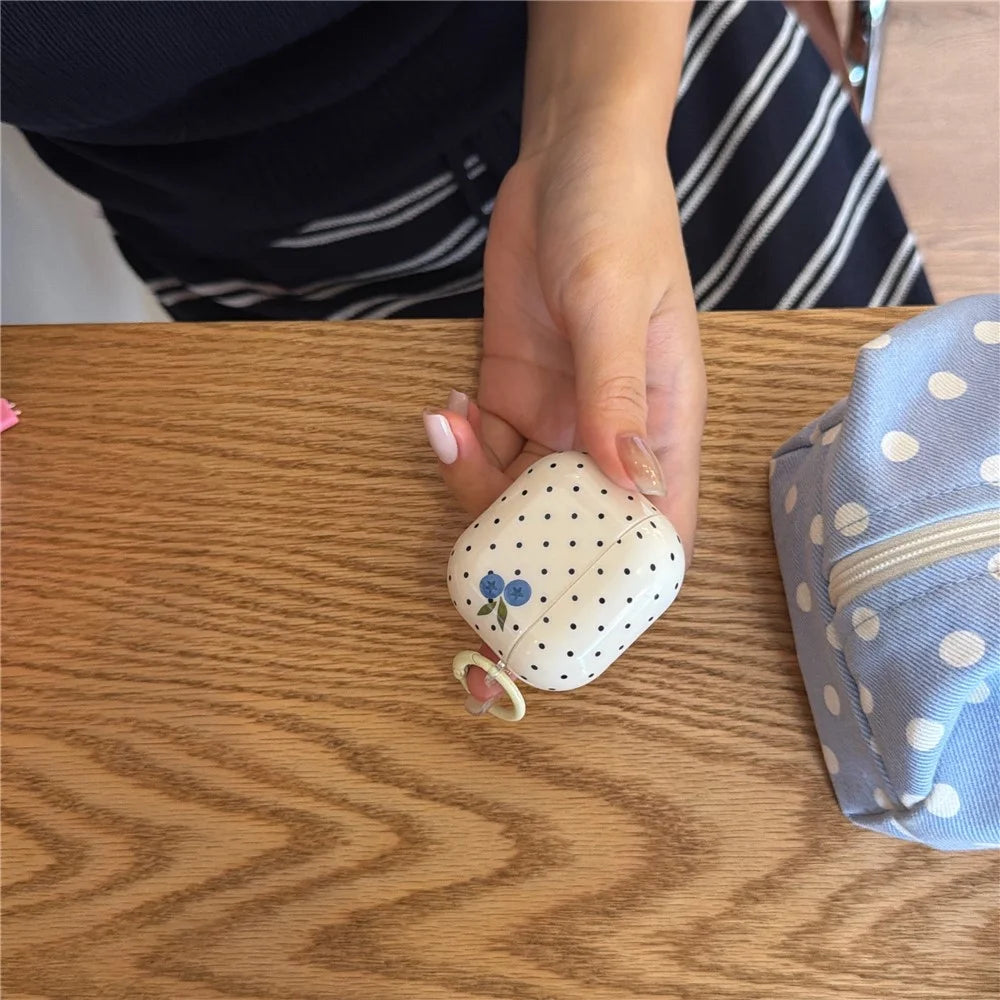 For AirPods Pro 3 TPU Case Blueberry Dots Pattern Protective Cover with Pendant and Metal Buckle - 4