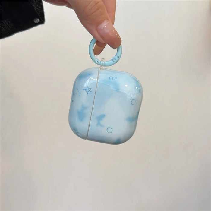 For AirPods Pro 3 TPU Case IMD Blue Fish Pattern Protective Cover with Carabiner Hook - 6