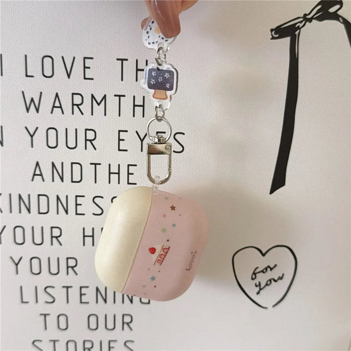 For AirPods Pro 3 Soft TPU Case Cute Cake Pattern Protective Cover with Pendant - 3