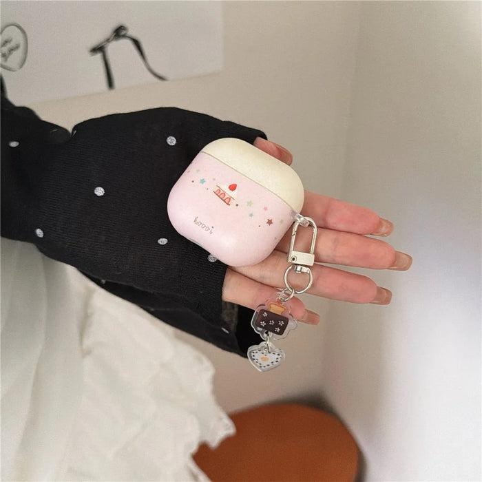 For AirPods Pro 3 Soft TPU Case Cute Cake Pattern Protective Cover with Pendant - 4