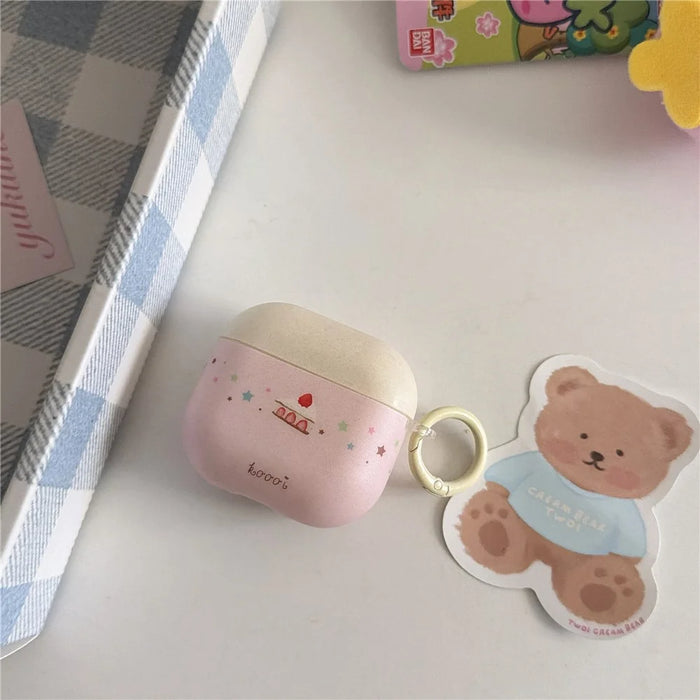For AirPods Pro 3 Soft TPU Case Cute Cake Pattern Protective Cover with Pendant - 5