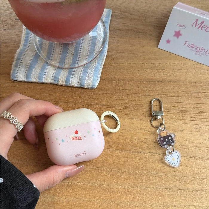 For AirPods Pro 3 Soft TPU Case Cute Cake Pattern Protective Cover with Pendant - 6