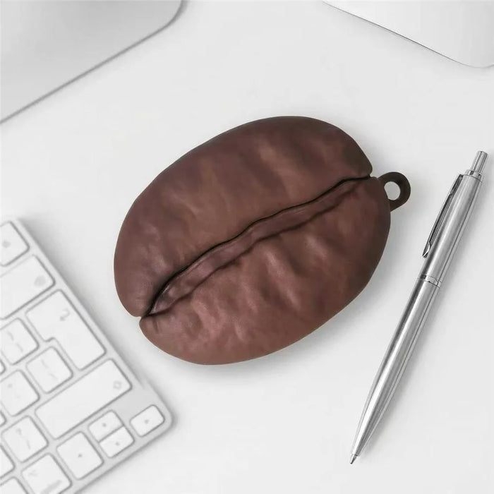 For AirPods 4 Silicone Case Coffee Bean Protective Cover with Pendant Keychain - Coffee - 6