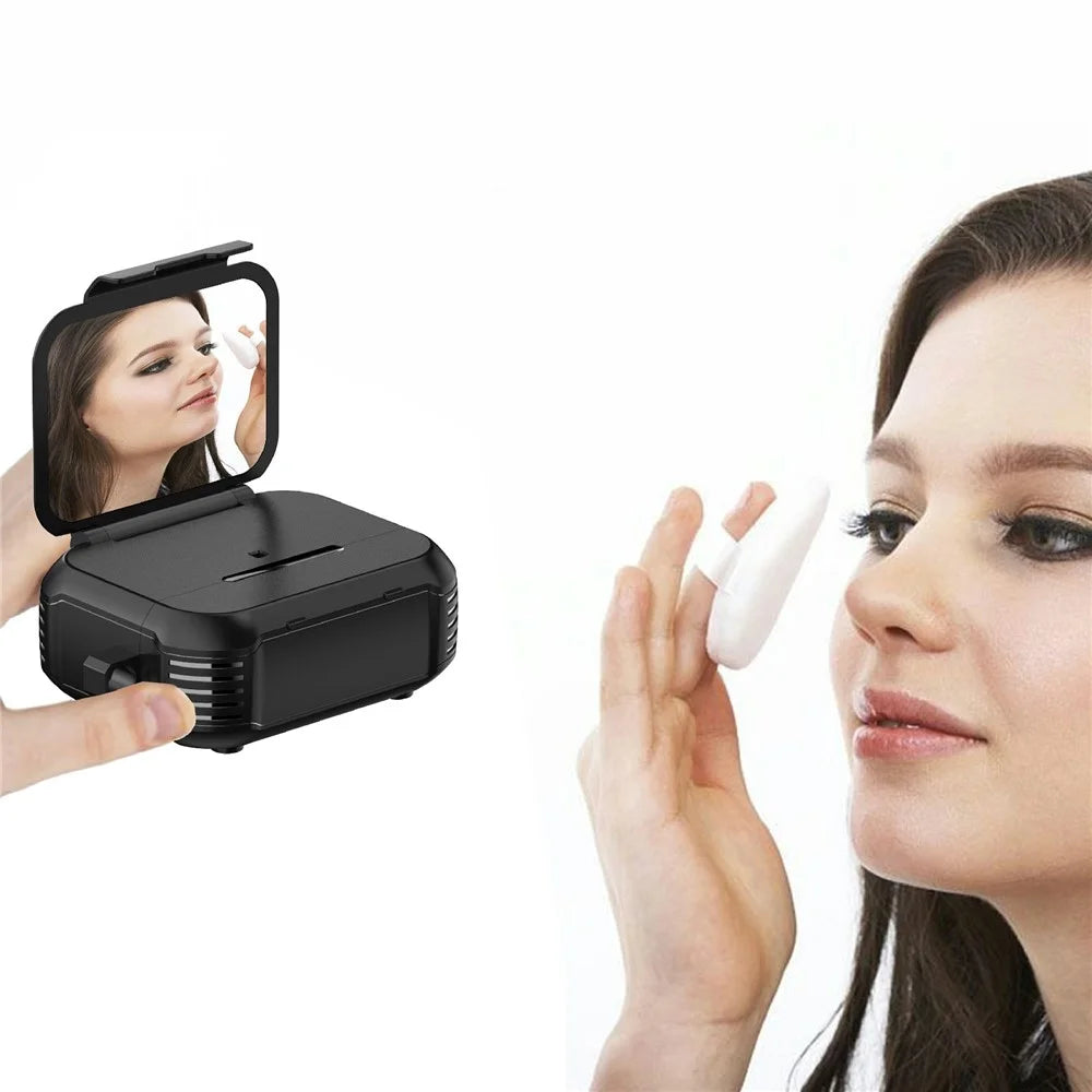 For AirPods Pro 3 Magnetic Case Mirror Phone Stand TPU + PC Earphone Protective Cover with Carabiner - Black - 5
