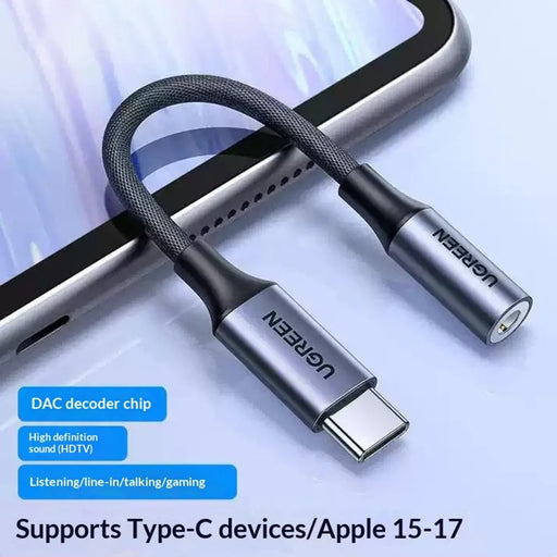 UGREEN CM992 95961 10cm Type-C to 3.5mm Headphone Adapter Cable DAC Audio Converter Support Inline Control - 2