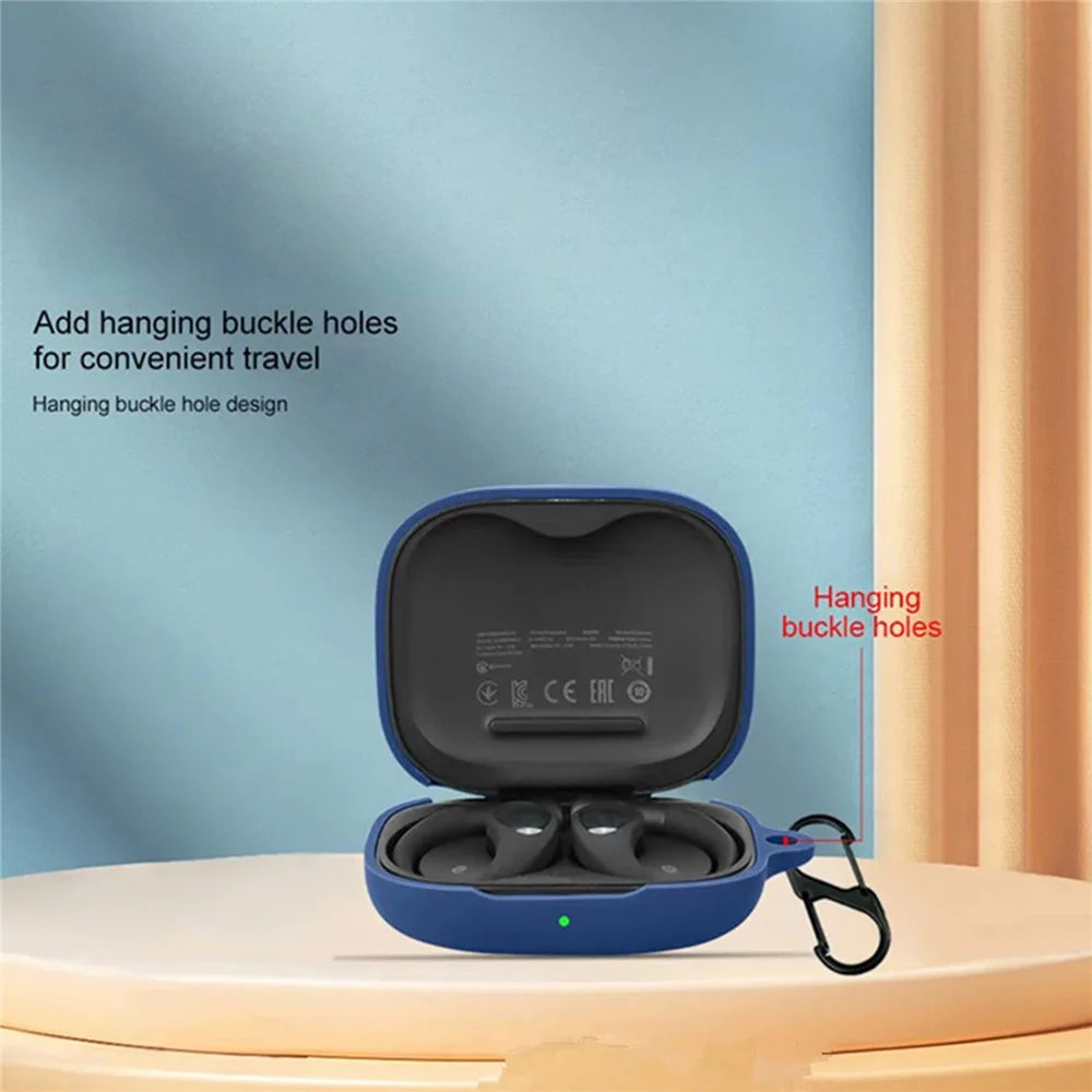 Silicone Case for 1MORE Open Earbuds S51 Protective Cover with Anti-Lost Hanging Buckle - Dark Blue - 4