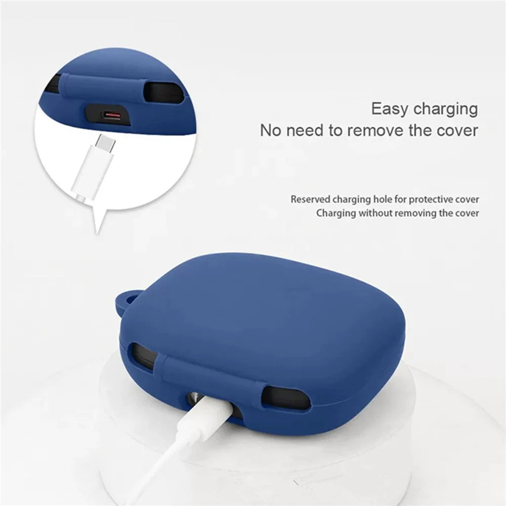 Silicone Case for 1MORE Open Earbuds S51 Protective Cover with Anti-Lost Hanging Buckle - Dark Blue - 6
