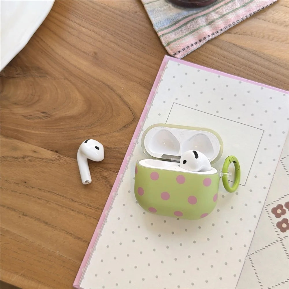 Polka Dot Case for Apple AirPods 4 Soft TPU Protective Cover with Carabiner Clip - 2