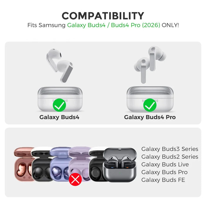 AHASTYLE WG196 for Samsung Galaxy Buds4 / Buds4 Pro TPU Case Split Design Earphone Cover - Transparent Grey - 2