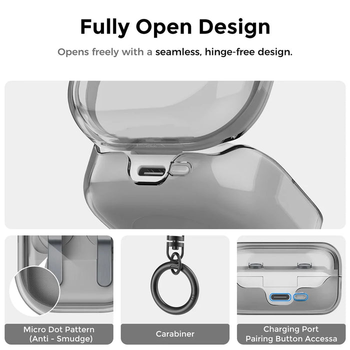 AHASTYLE WG196 for Samsung Galaxy Buds4 / Buds4 Pro TPU Case Split Design Earphone Cover - Transparent Grey - 4