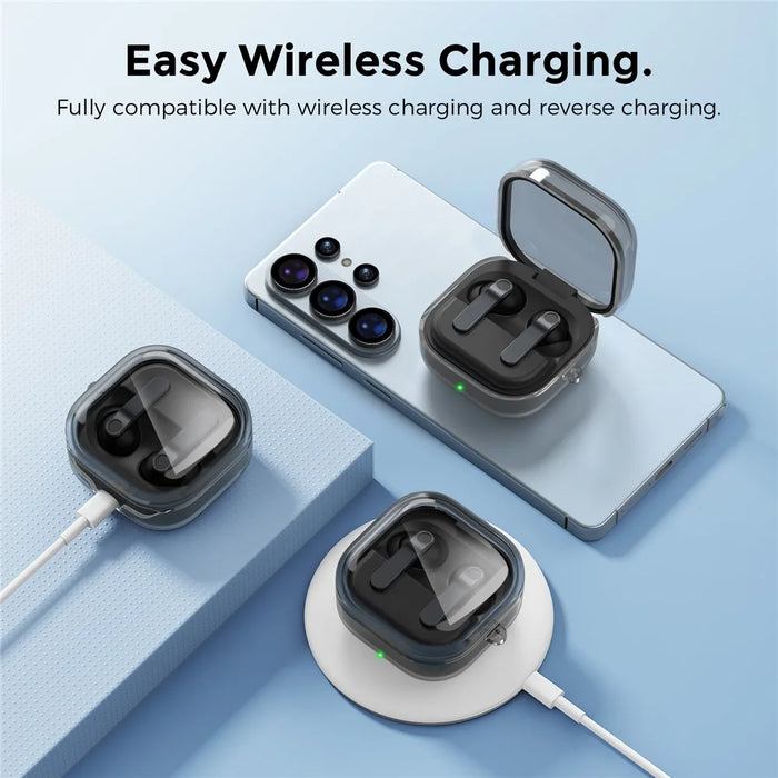AHASTYLE WG196 for Samsung Galaxy Buds4 / Buds4 Pro TPU Case Split Design Earphone Cover - Transparent Grey - 6
