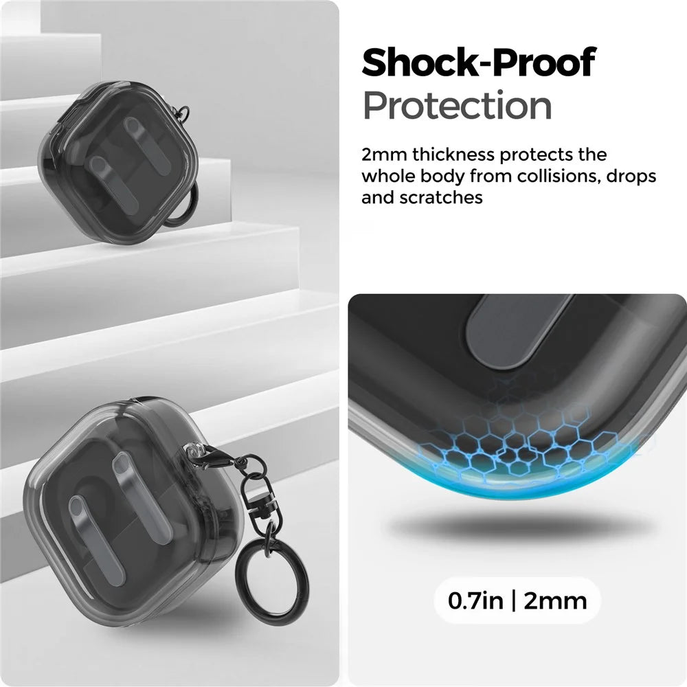 AHASTYLE WG196 for Samsung Galaxy Buds4 / Buds4 Pro TPU Case Split Design Earphone Cover - Transparent Grey - 7