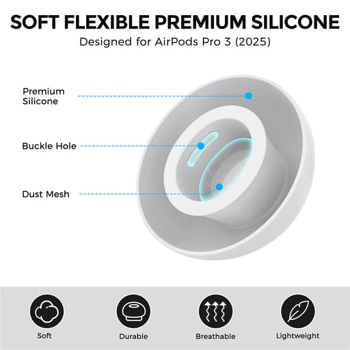 AHASTYLE WG187 3 Pairs Size L for AirPods Pro 3 Silicone Ear Tips Earbuds Caps with Storage Box - White - 2