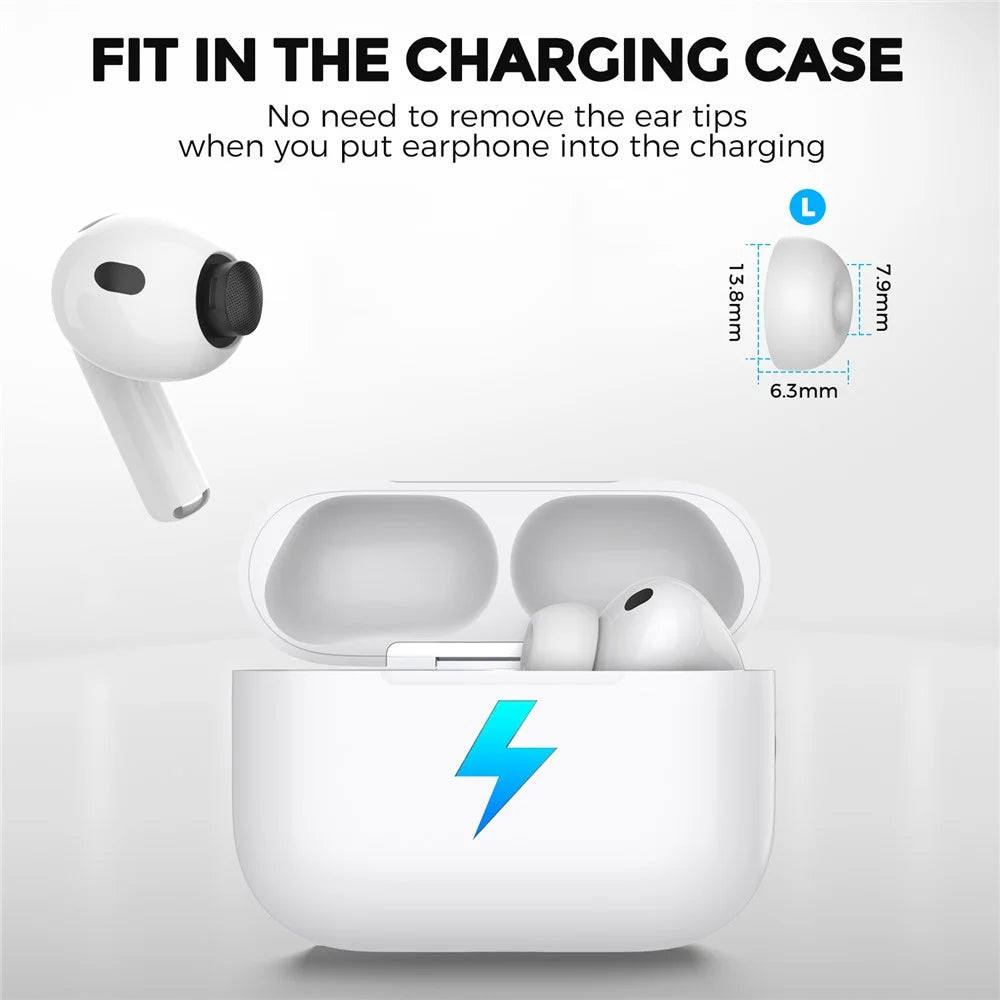 AHASTYLE WG187 3 Pairs Size L for AirPods Pro 3 Silicone Ear Tips Earbuds Caps with Storage Box - White - 5