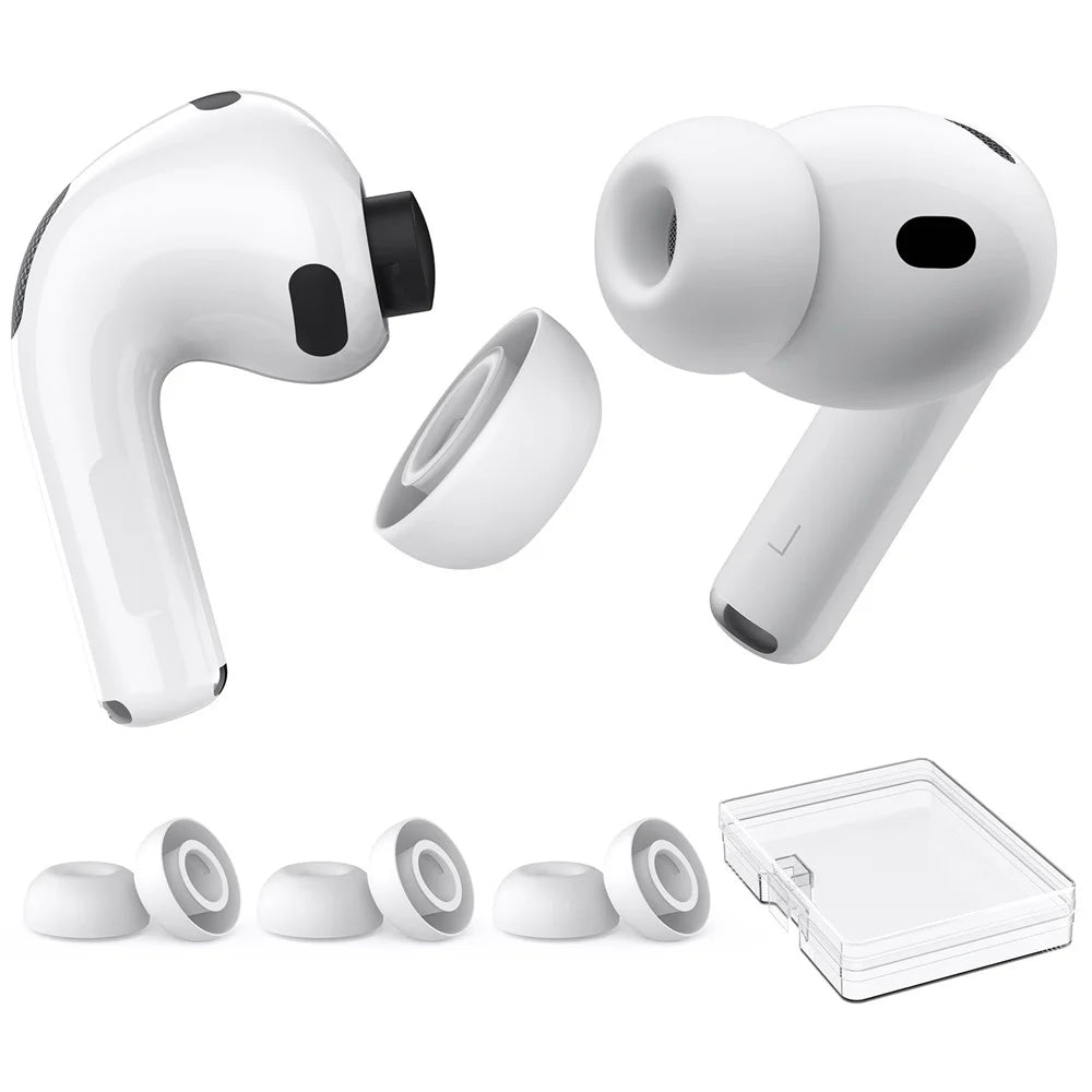 AHASTYLE WG187 3 Pairs Size M for AirPods Pro 3 Silicone Ear Tips Earbuds Caps with Storage Box - White - 1