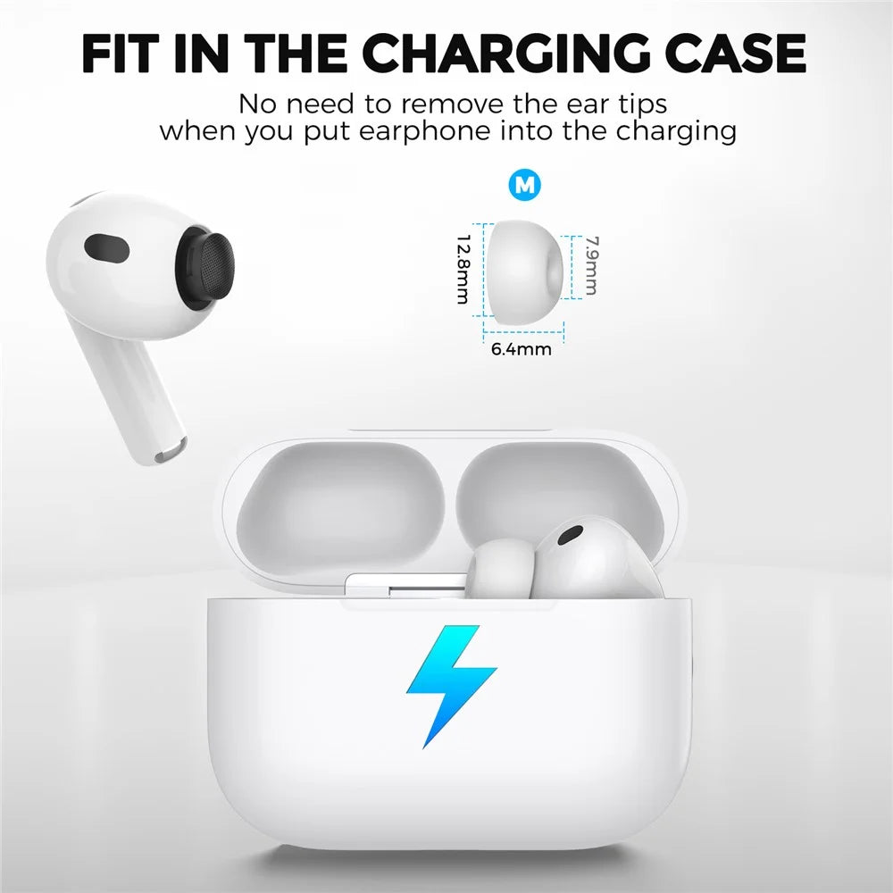AHASTYLE WG187 3 Pairs Size M for AirPods Pro 3 Silicone Ear Tips Earbuds Caps with Storage Box - White - 5