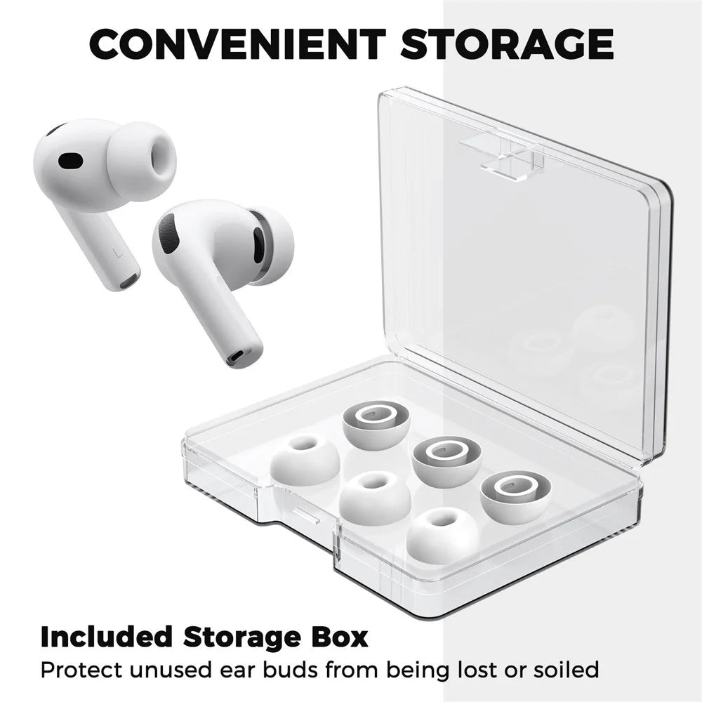 AHASTYLE WG187 3 Pairs Size M for AirPods Pro 3 Silicone Ear Tips Earbuds Caps with Storage Box - White - 6