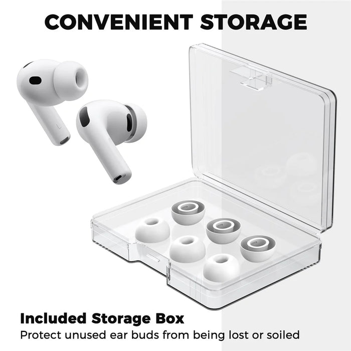 AHASTYLE WG187 3 Pairs Size S for AirPods Pro 3 Silicone Ear Tips Earbuds Caps with Storage Box - White - 6