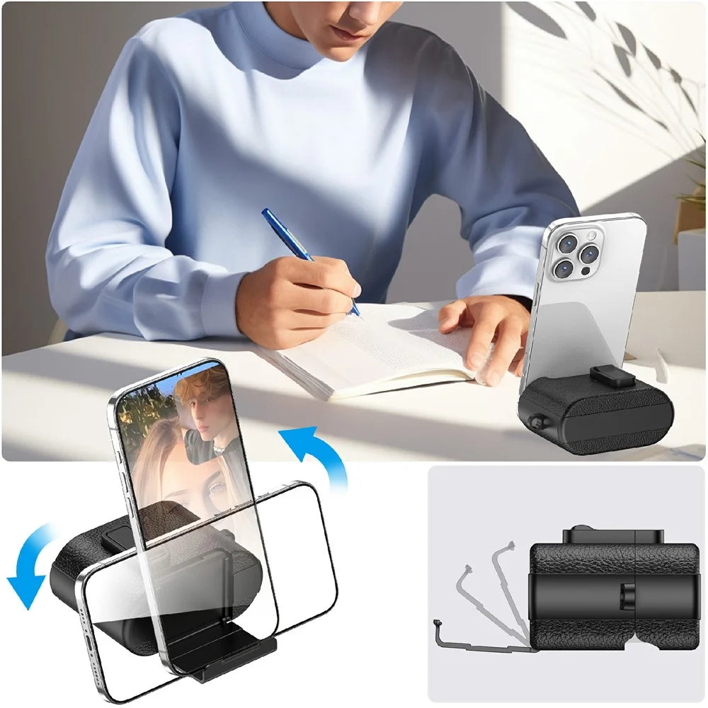 For Sony WF-1000XM6 Protective Case with Stand Litchi Texture TPU + PC Earphone Cover with Lock and Carabiner - Black - 3
