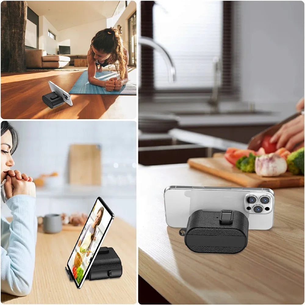 For Sony WF-1000XM6 Protective Case with Stand Litchi Texture TPU + PC Earphone Cover with Lock and Carabiner - Black - 7