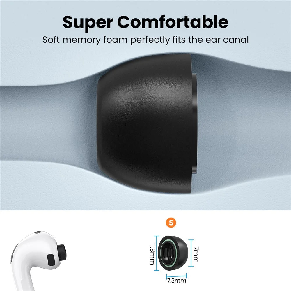 AHASTYLE WE38 1 Pair Size S for AirPods Pro 3 Ear Tips Memory Foam Soft Comfortable Replacement Earbuds - Black - 4