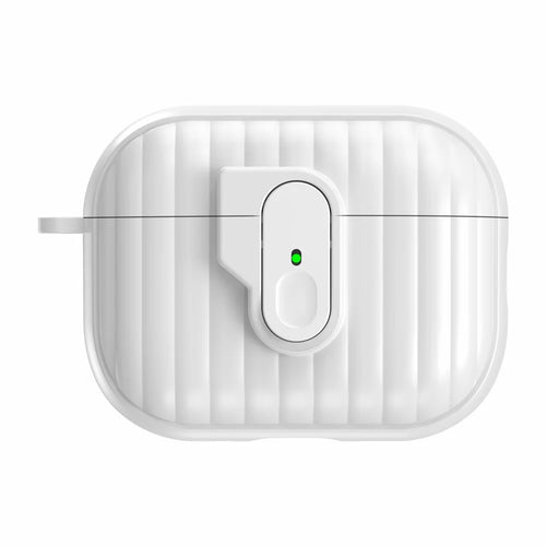 TPU Case for AirPods Pro 3 Shell Anti-Slip Textured One-Click Switch Earphone Protective Cover - White - 1