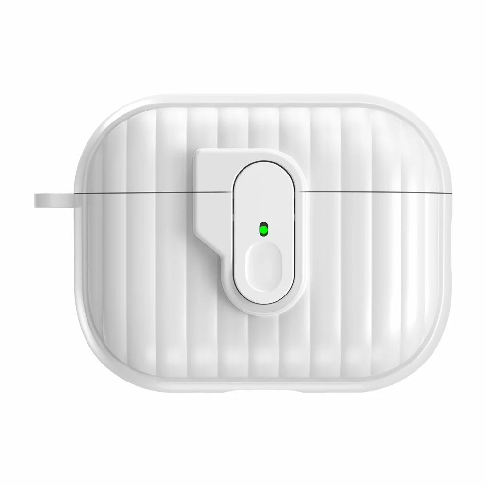 TPU Case for AirPods Pro 3 Shell Anti-Slip Textured One-Click Switch Earphone Protective Cover - White - 1