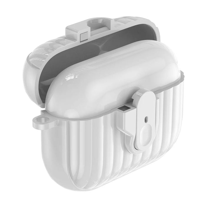 TPU Case for AirPods Pro 3 Shell Anti-Slip Textured One-Click Switch Earphone Protective Cover - White - 2