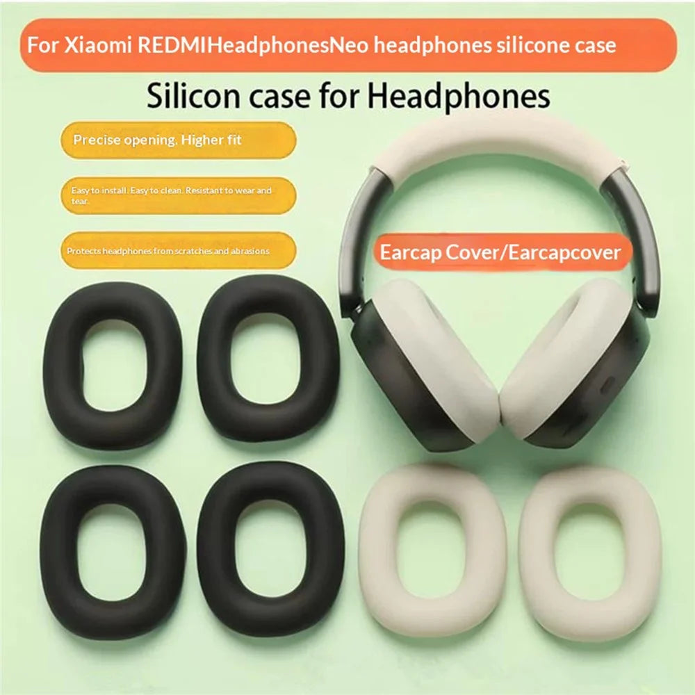 1 Set Silicone Protective Case for Xiaomi REDMI Headphones Neo , Headband Cover + Ear Pads Sleeve - Beige - 3